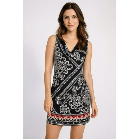NWT White House Black Market Small Sleeveless Black and White Drop Waist Tunic - Picture 1 of 7
